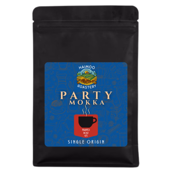 Party Mokka tummapaahto; Arkipaahto-sarja Party Mokka tummapaahto - Arkipaahto-sarjan suklaisen ja pähkinäisen matalahappoinen tumma paahto