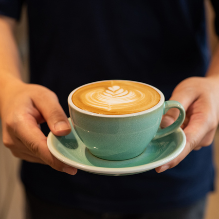 Loveramics Egg - Cafe Latte 300 ml Cup and Saucer - Basil